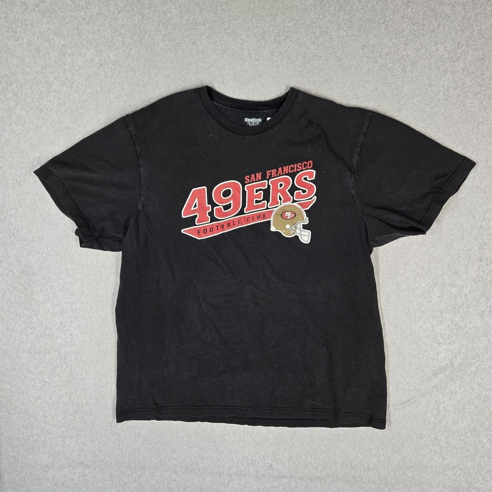 San Francisco 49ers Men Shirt 2XL Black Reebok Graphic Team Logo Activewear READ